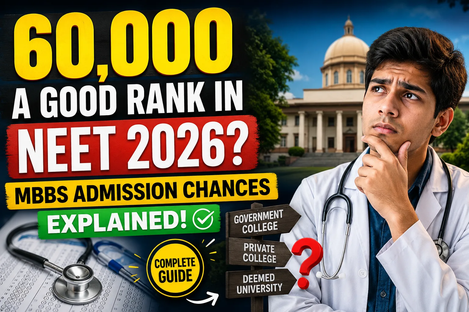 Is 60,000 a Good Rank in NEET 2026? MBBS Admission Chances Explained